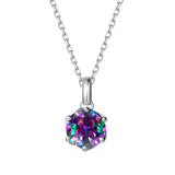 FANCIME “Everbloom” Pendentif en Alexandrite en Or Blanc 14K avec Chaîne en Argent Sterling