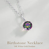 FANCIME “Everbloom” Pendentif en Alexandrite en Or Blanc 14K avec Chaîne en Argent Sterling