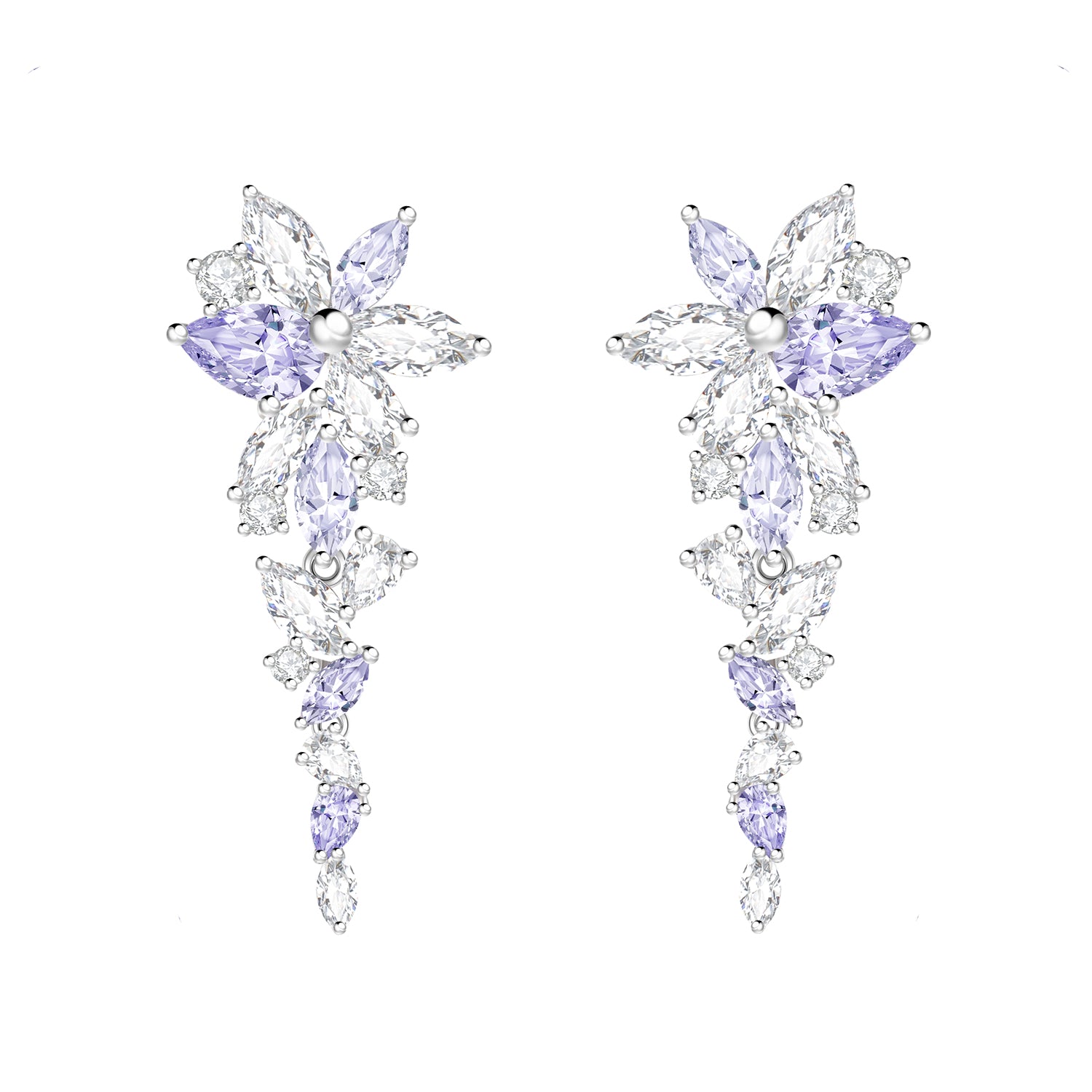 FANCIME "Bouquet de Glycine" Boucles d'Oreilles en Argent Sterling Pétales à Pendentif