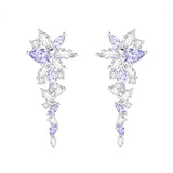 FANCIME "Bouquet de Glycine" Boucles d'Oreilles en Argent Sterling Pétales à Pendentif