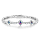 Bracelets de tennis en argent sterling "Square Sparkle" pierre de naissance de juin FANCIME