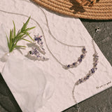 Collier en argent "Chuchotement de glycine" avec barre fleur tourmaline rose