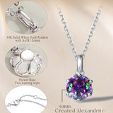 FANCIME “Everbloom” Pendentif en Alexandrite en Or Blanc 14K avec Chaîne en Argent Sterling
