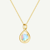 "Étreinte Infinie" Pendentif en Argent Sterling avec Symbole Infini et Pierre de Naissance de Juin Pierre de Lune - Or