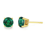 Boucles d'oreilles en pierres précieuses en or jaune massif 14k en forme ronde FANCIME