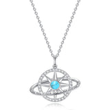 FANCIME "Stellar Promise" Turquoise Pierre de naissance de décembre Collier en argent sterling