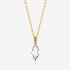 Collier solitaire marquise en diamant cultivé en laboratoire de 0,55 ct en or jaune 14K