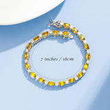 "Glamour Radiance" Bracelet en argent sterling avec citrine jaune taillée fantaisie, pierre de naissance de novembre