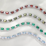 "Radiance Glamour" Bracelet Tennis en Argent Sterling Grenat Taille Fantaisie Pierre de Naissance de Janvier