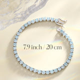 "Bonheur Bleu" Bracelet Tennis en Argent Sterling Aigue-marine