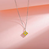 FANCIME "Rêve de princesse" Collier en argent sterling avec citrine jaune, pierre carrée de novembre