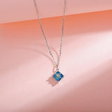 FANCIME "Rêve de princesse" Collier en argent sterling avec aigue-marine, pierre carrée de mars