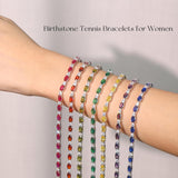 "Radiance Glamour" Bracelet Tennis en Argent Sterling Grenat Taille Fantaisie Pierre de Naissance de Janvier