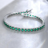 Bracelet en argent sterling "Royal Fortune" avec émeraude verte