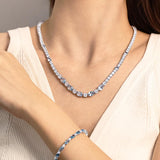 FANCIME "Glamour Radiance" Collier en argent sterling avec aigue-marine taillée fantaisie de mars
