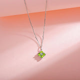 FANCIME "Rêve de princesse" Collier en argent sterling avec péridot, pierre carrée d'août