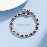 "Radiance Glamour" Bracelet Tennis en Argent Sterling Grenat Taille Fantaisie Pierre de Naissance de Janvier