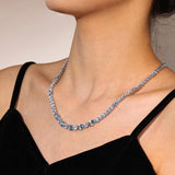 FANCIME "Glamour Radiance" Collier en argent sterling avec aigue-marine taillée fantaisie de mars