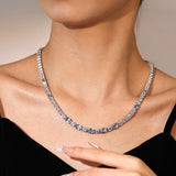 FANCIME "Glamour Radiance" Collier en argent sterling avec aigue-marine taillée fantaisie de mars