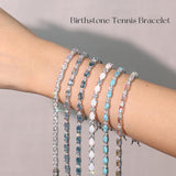"Glamour Radiance" Bracelet en argent sterling avec opale blanche taillée fantaisie, pierre de naissance d'octobre