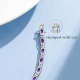 "Radiance Glamour" Bracelet Tennis en Argent Sterling Améthyste Taille Fantaisie Pierre de Naissance de Février