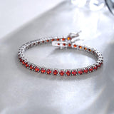 "Force Audacieuse" Bracelet Tennis en Argent Sterling Grenat Rouge