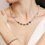 Collier tennis en argent sterling avec péridot taillé fantaisie, pierre de naissance d'août "Radiance Glamour"