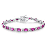 "Glamour Radiance" Bracelet en Argent Sterling avec Pierre de Naissance d'Octobre, Tourmaline Taillée