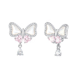 FANCIME "Pearl Kiss" Boucles d'oreilles en argent sterling en forme de nœud papillon