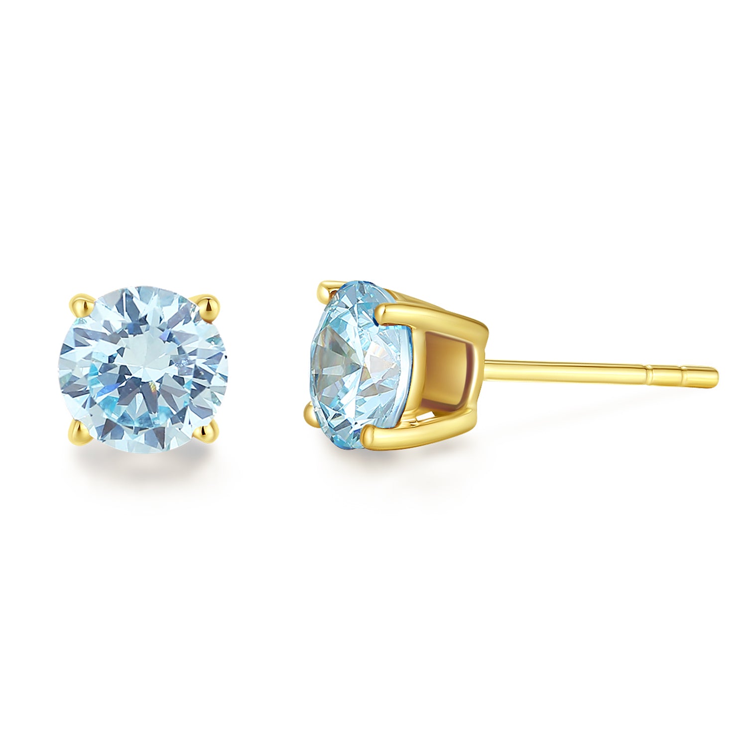 Boucles d'oreilles en pierres précieuses en or jaune massif 14k en forme ronde FANCIME