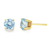 Boucles d'oreilles en pierres précieuses en or jaune massif 14k en forme ronde FANCIME