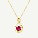 "Étreinte Infinie" Pendentif en Argent Sterling avec Symbole Infini et Pierre de Naissance de Juillet Rubis - Or