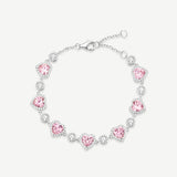 FANCIME "Mademoiselle Charmante" Bracelet en argent sterling tennis cœur halo