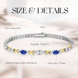 FANCIME "Duo Éternel" Bracelets de Tennis en Argent Sterling avec Pierre de Naissance de Septembre Saphir