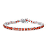 "Force Audacieuse" Bracelet Tennis en Argent Sterling Grenat Rouge