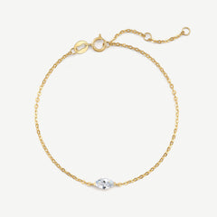 Bracelet solitaire marquise en diamant cultivé en laboratoire de 0,31 ct en or jaune 14K