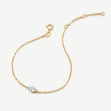 Bracelet solitaire marquise en diamant cultivé en laboratoire de 0,31 ct en or jaune 14K