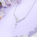 FANCIME “Bouquet de Glycine” Collier en Y en Argent Sterling Fleurs à Pendentif