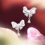 FANCIME "Pearl Kiss" Boucles d'oreilles en argent sterling en forme de nœud papillon