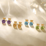 Boucles d'oreilles en pierres précieuses en or jaune massif 14k en forme ronde FANCIME