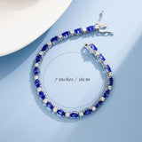 "Glamour Radiance" Bracelet en argent sterling avec saphir bleu taillé fantaisie, pierre de naissance de septembre