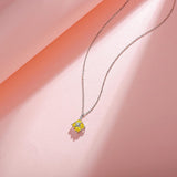 FANCIME "Rêve de princesse" Collier en argent sterling avec citrine jaune, pierre carrée de novembre