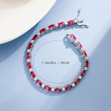 "Radiance Glamour" Bracelet Tennis en Argent Sterling Rubis Taille Fantaisie Pierre de Naissance de Juillet