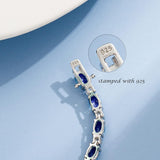 "Glamour Radiance" Bracelet en argent sterling avec saphir bleu taillé fantaisie, pierre de naissance de septembre