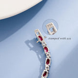 "Radiance Glamour" Bracelet Tennis en Argent Sterling Grenat Taille Fantaisie Pierre de Naissance de Janvier