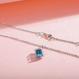 FANCIME "Rêve de princesse" Collier en argent sterling avec aigue-marine, pierre carrée de mars
