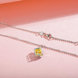 FANCIME "Rêve de princesse" Collier en argent sterling avec citrine jaune, pierre carrée de novembre