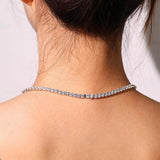FANCIME "Radiance Glamour" collier tennis en argent sterling avec zircon cubique ovale taillé fantaisie, pierre de naissance d'avril