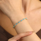 "Glamour Radiance" Bracelet en Argent Sterling avec Pierre Turquoise Taillée