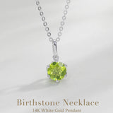FANCIME “Everbloom” Pendentif en Péridot en Or Blanc 14K avec Chaîne en Argent Sterling